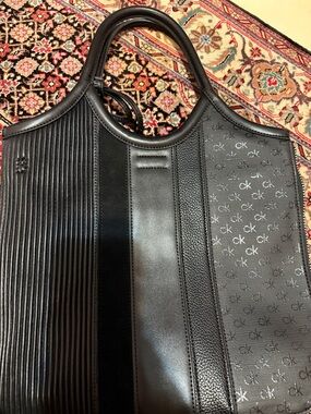 Calvin Klein Black CK Monogram Vertical-Panel Tote